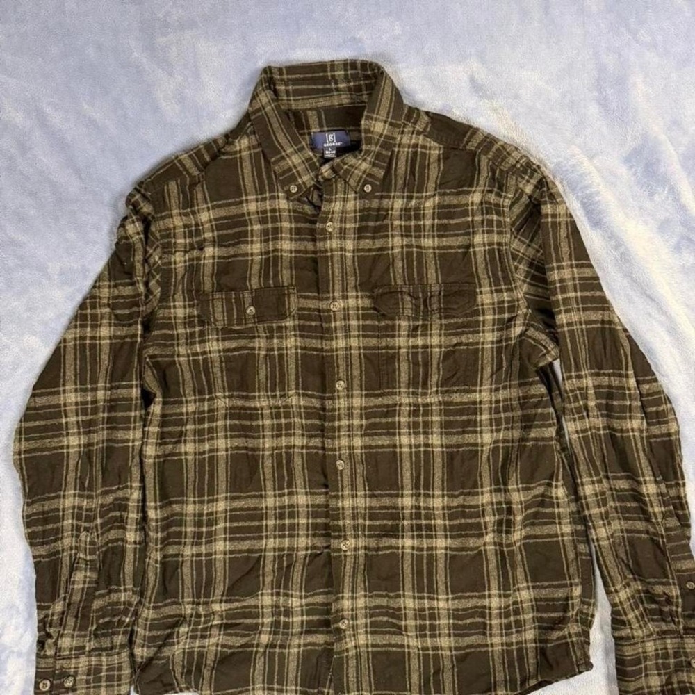 George black  plaid flannel‎ shirt men Size L